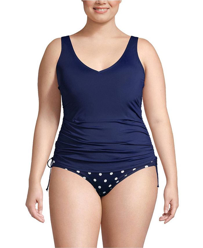 Lands' End Plus Size Adjustable Vneck Underwire Tankini Swimsuit Top