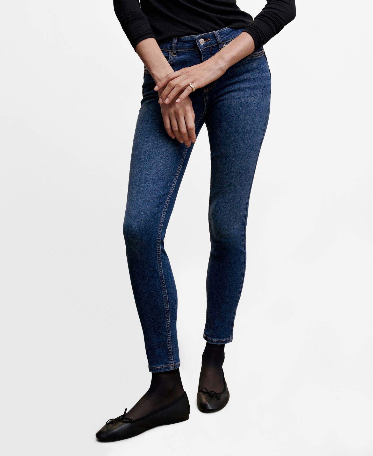 Женские джинсы Mango Skinny Push-Up, цвет: Тёмный синий — фото 1