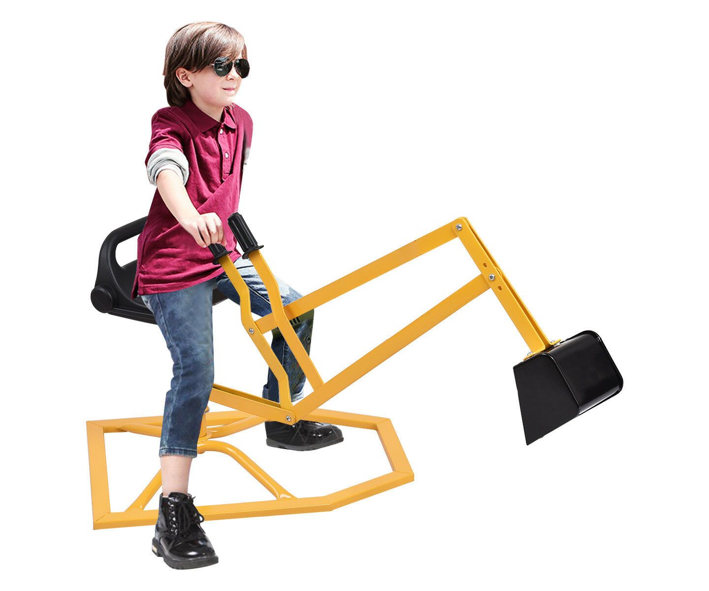 Детская игрушка Costway Heavy-Duty Steel 360-Degree Rotatable Seat Ride-On Sand Excavator, Ages 4+, цвет: Жёлтый — фото 2