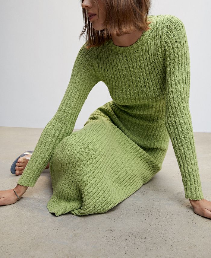 MANGO Women's Ribbed Long Dress Macy's