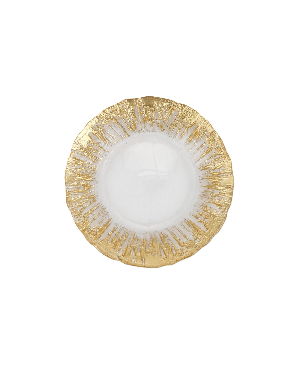 VIETRI RUFOLO GLASS GOLD BRUSHSTROKE SALAD PLATE 8.5"