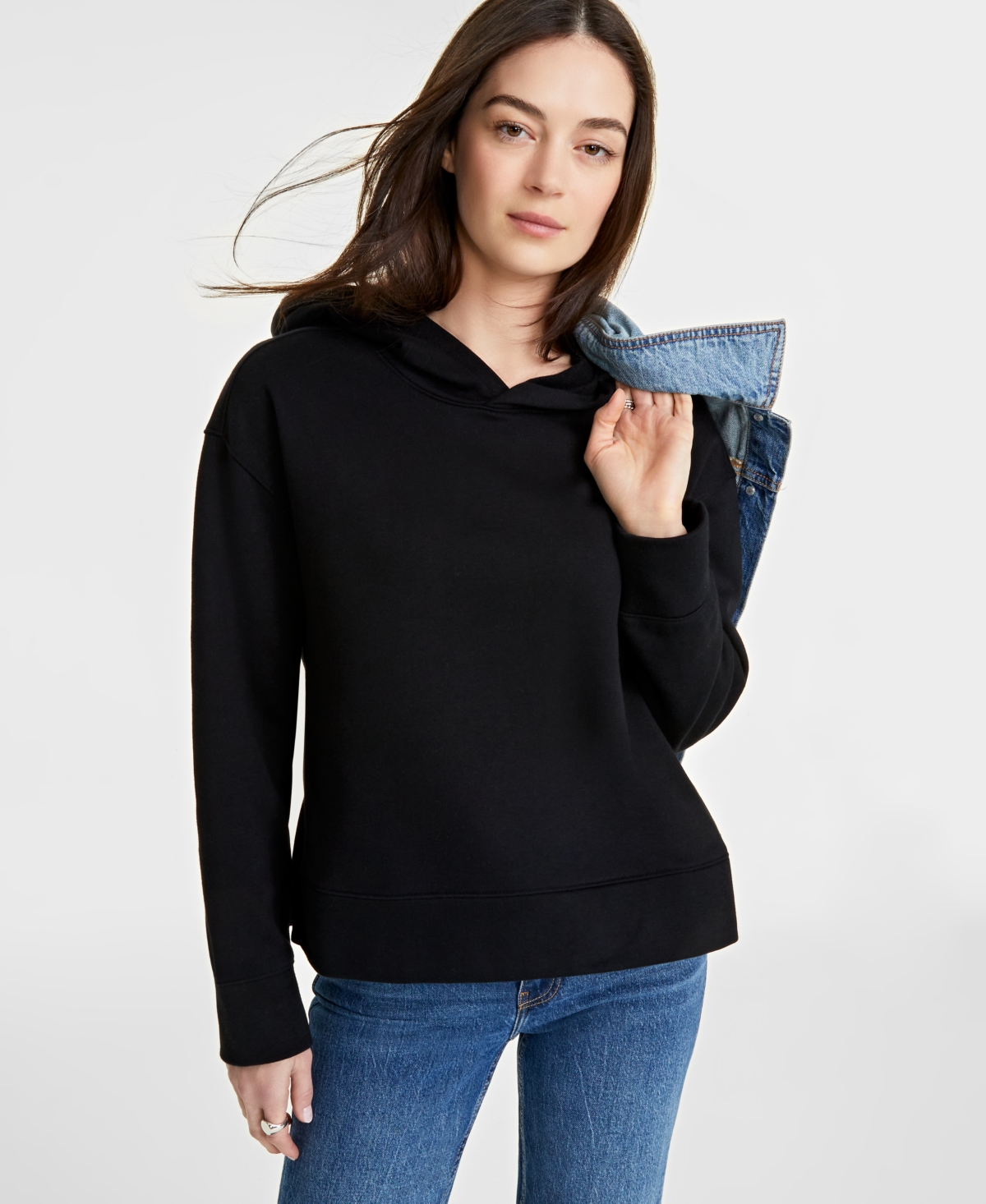 On 34th Women's Pullover Hoodie, Created For Macy's In Deep Black