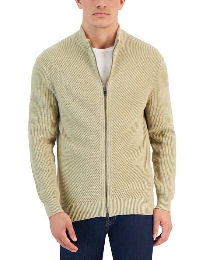 Alfani Men's Heavy Rib Zip-Front Sweater Jacket, Created for Macy's ...