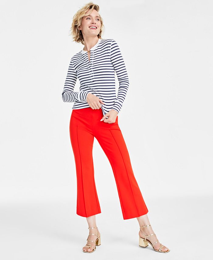 On 34th Women's Ribbed Long-Sleeve Henley Top, Created for Macy's - Macy's