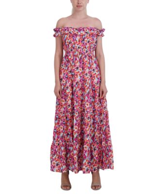 Laundry by Shelli Segal - Women's Floral Cotton Off-The-Shoulder Maxi Dress