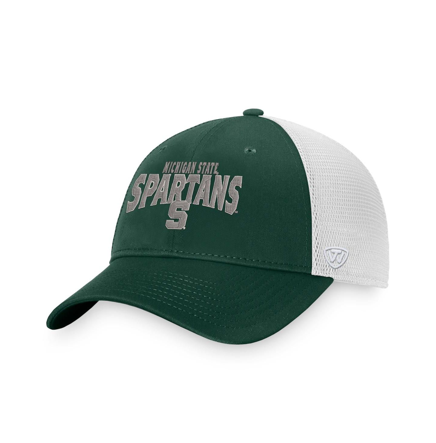 Мужская кепка Top of the World Green, White Michigan State Spartans Breakout Trucker Snapback Hat — фото 1