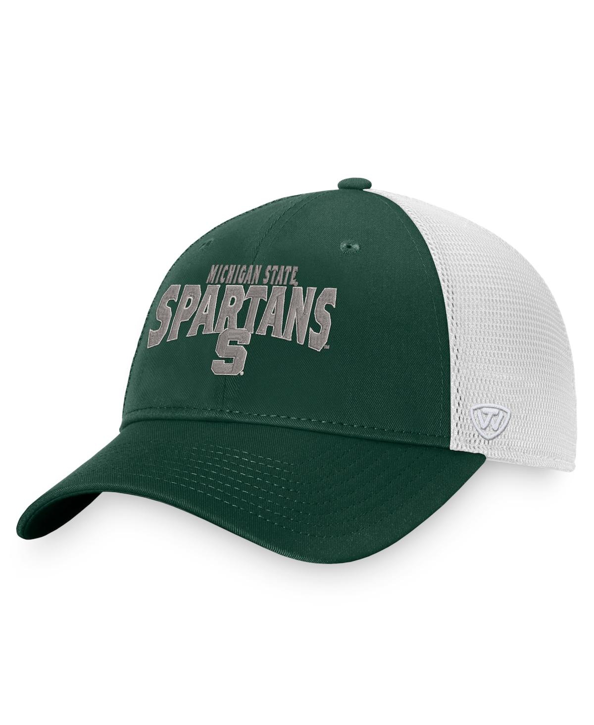 Shop Top Of The World Men's  Green, White Michigan State Spartans Breakout Trucker Snapback Hat In Green,white