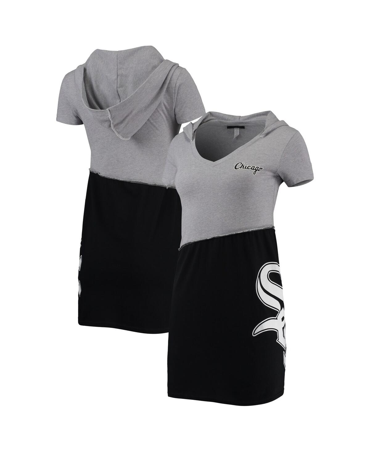 REFRIED APPAREL WOMEN'S REFRIED APPAREL HEATHERED GRAY, BLACK CHICAGO WHITE SOX HOODIE DRESS