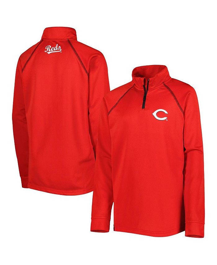 Lids Cincinnati Reds Stitches Youth Team Raglan Quarter-Zip Jacket - Red