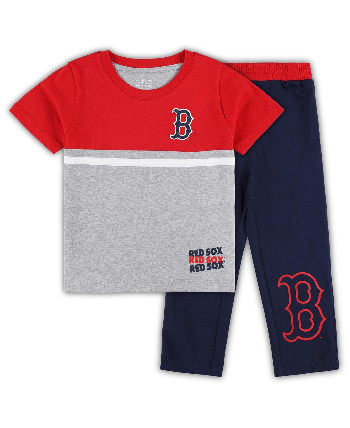 Outerstuff Babies' Toddler Boys And Girls Navy, Red Boston Red Sox Batters Box T-shirt And Pants Set In Navy,red