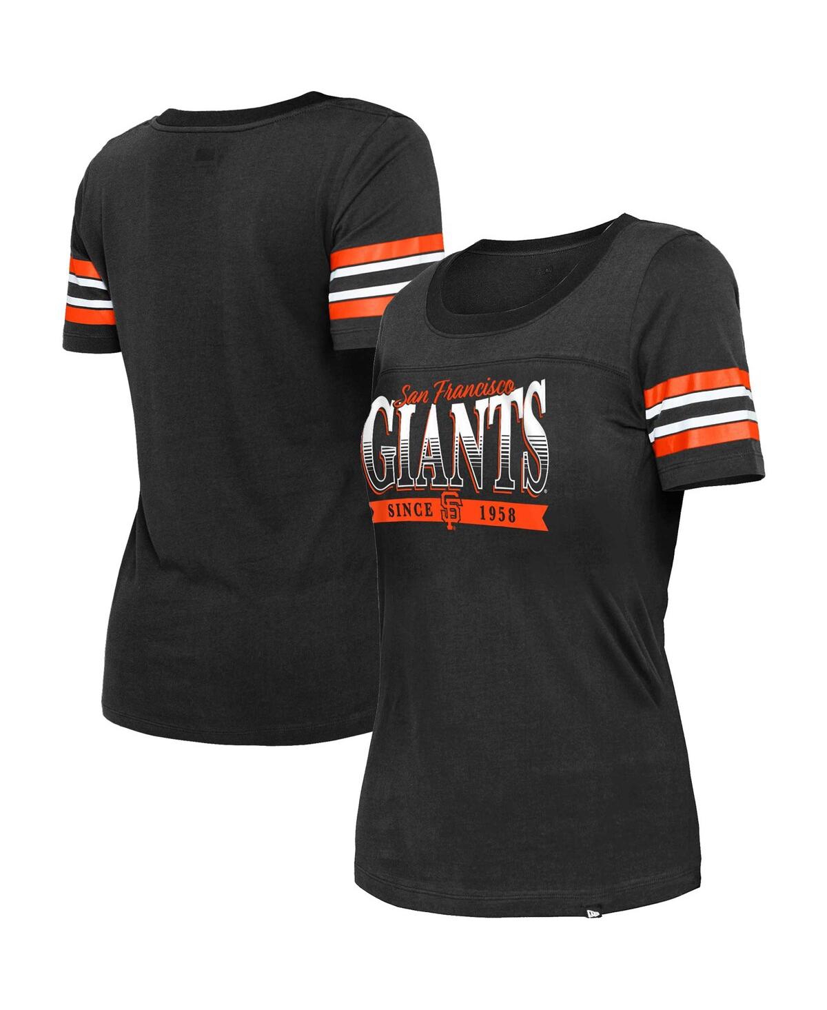 Shop New Era Women's  Black San Francisco Giants Team Stripe T-shirt