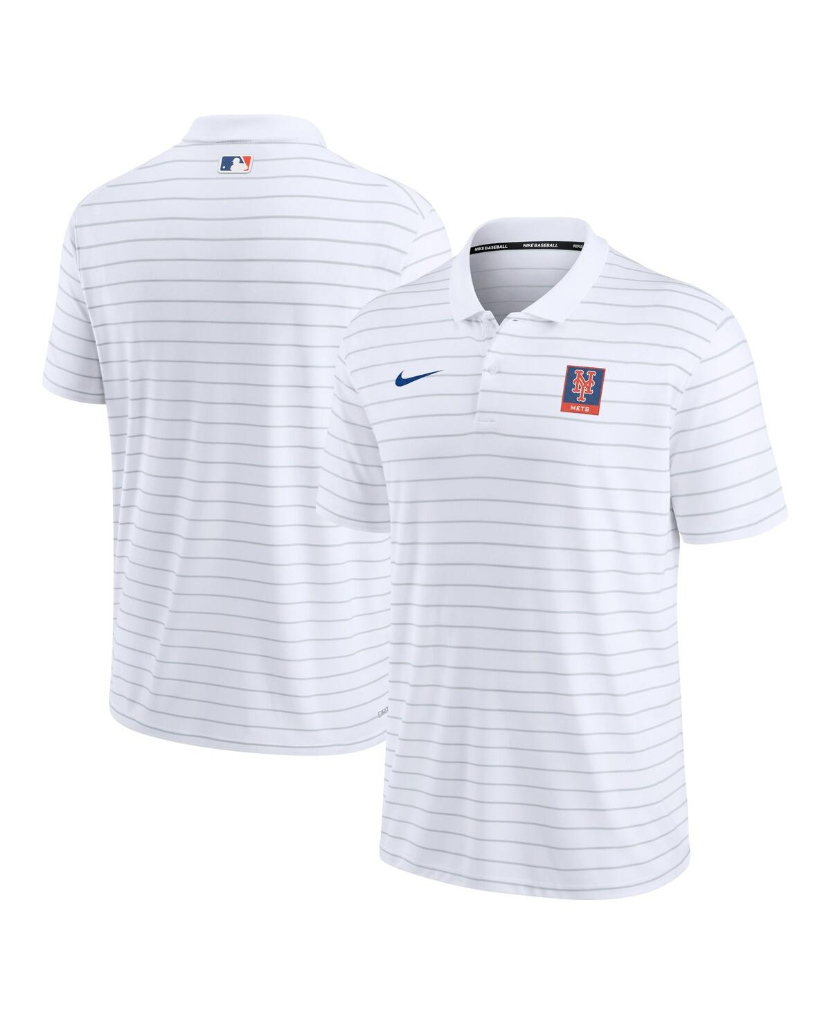 Shop Nike Men's  White New York Mets Authentic Collection Striped Performance Pique Polo Shirt
