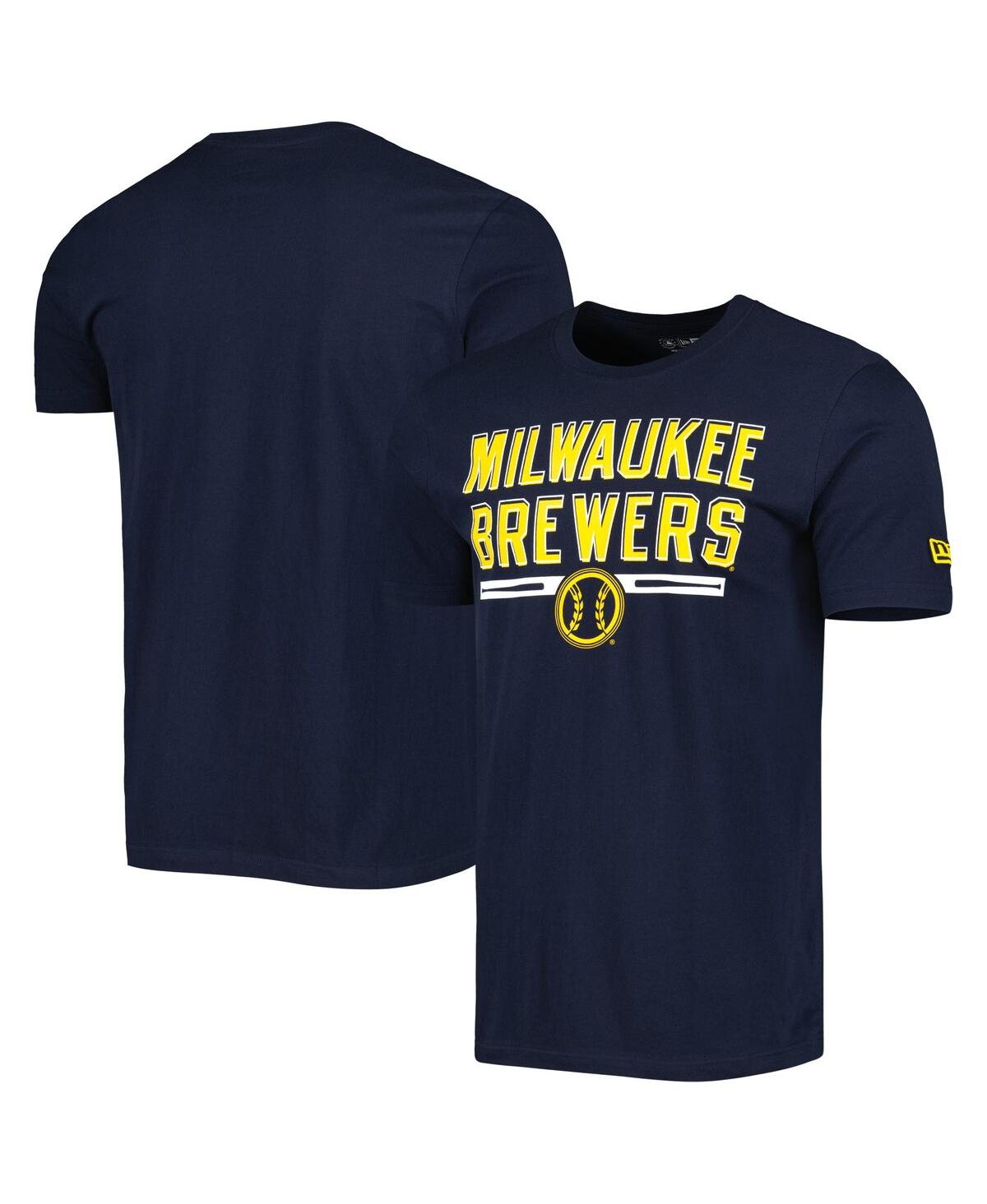 Shop New Era Men's  Navy Milwaukee Brewers Batting Practice T-shirt