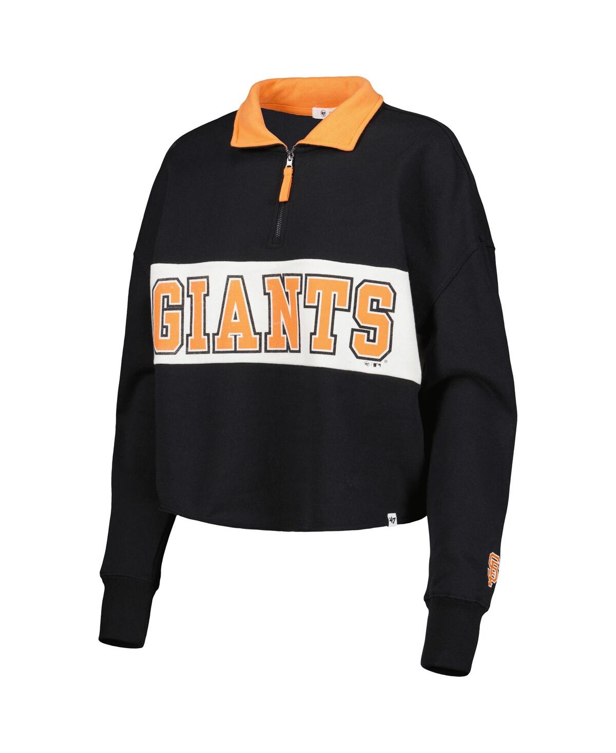 Women's '47 BrandSan Francisco Giants Remi Quarter-Zip Cropped Top - Black