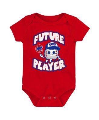 Newborn and Infant Boys and Girls Royal, Red, White Chicago Cubs Minor League Player Three-Pack Bodysuit Set