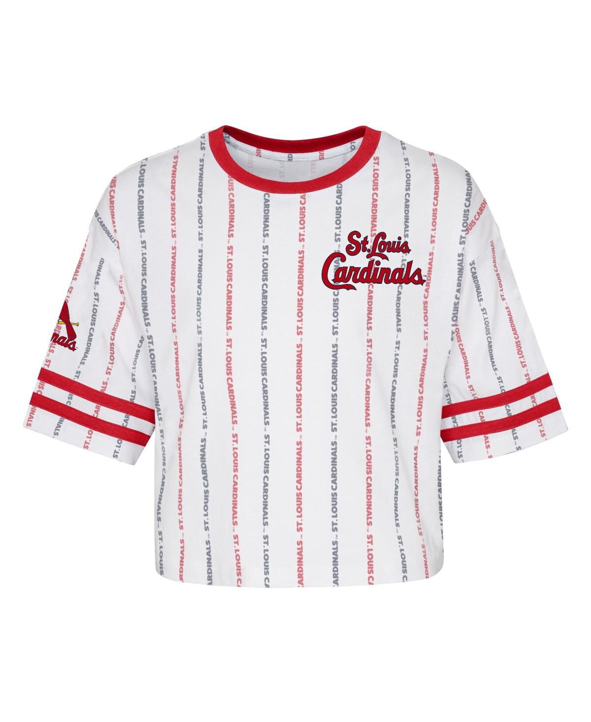 Shop Outerstuff Big Girls White St. Louis Cardinals Ball Striped T-shirt