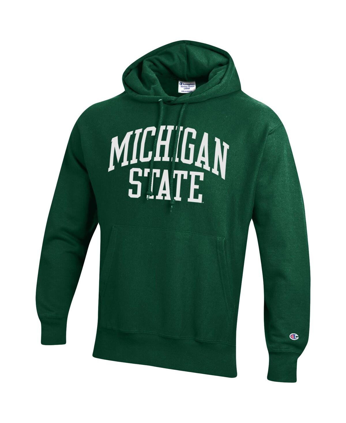 Shop Champion Men's  Green Michigan State Spartans Team Arch Reverse Weave Pullover Hoodie