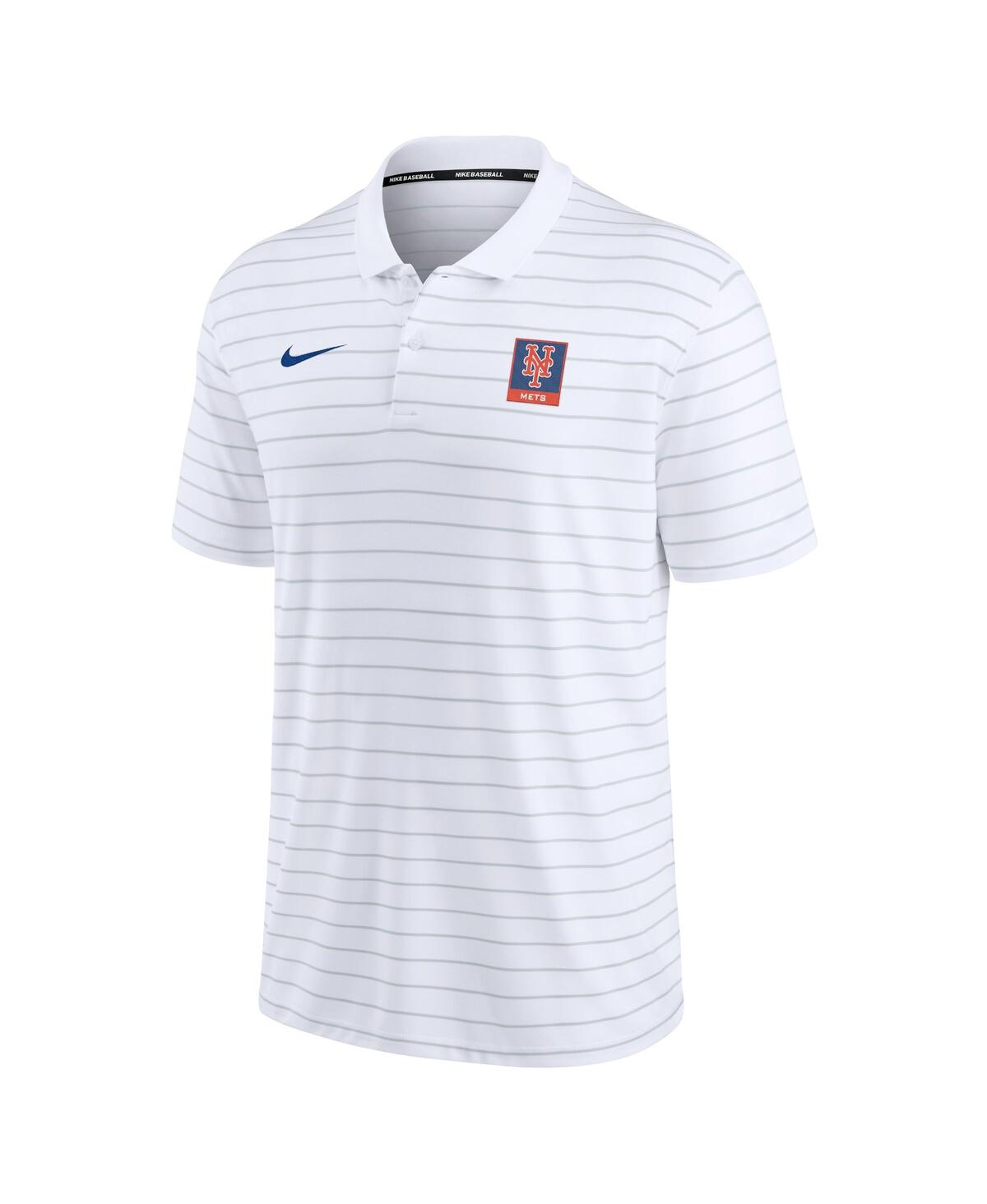Shop Nike Men's  White New York Mets Authentic Collection Striped Performance Pique Polo Shirt