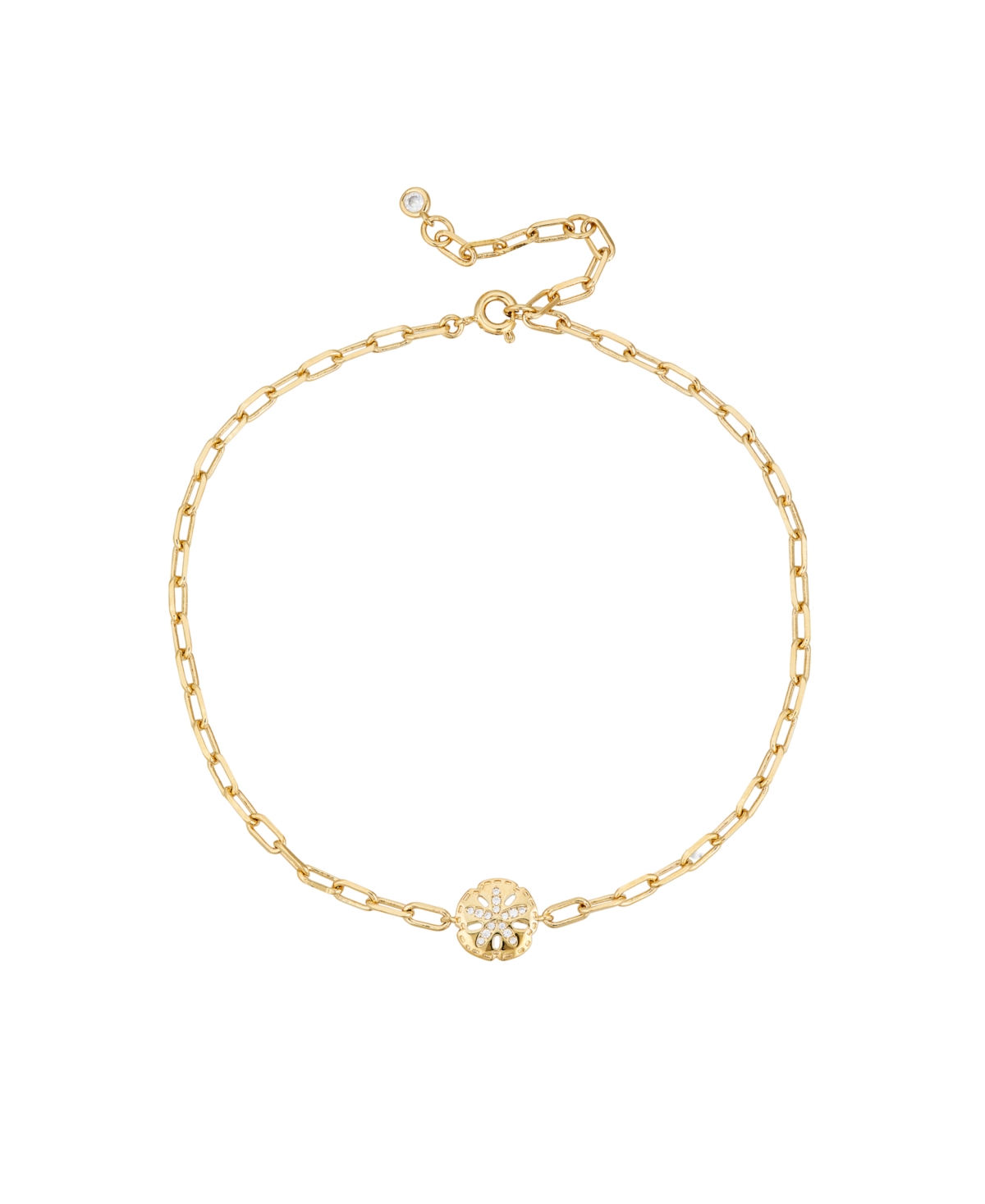 Gold Cubic Zirconia Sand Dollar Anklet - Gold