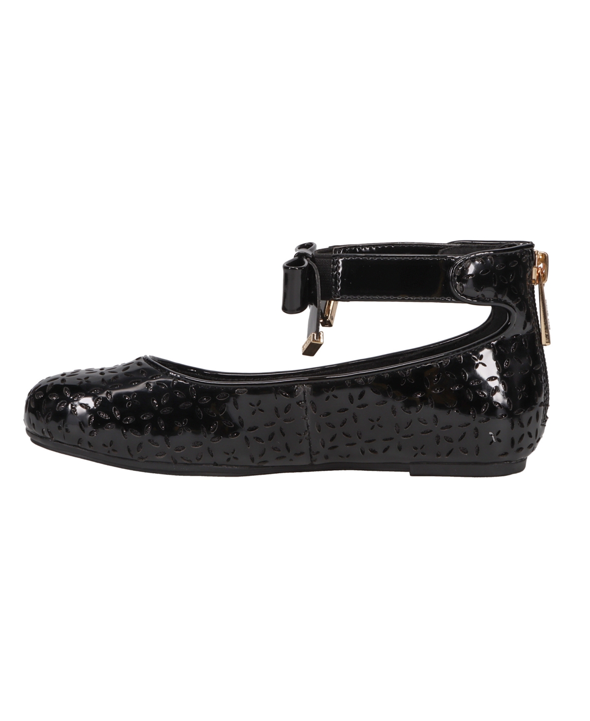 Michael Kors Little Girls Kenyah Garcia Signature Logo Charm Ballet Flats - Black-T
