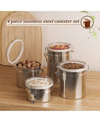 Megacasa 3 Piece Stainless Steel Canister Set in Brown Finish - Brown