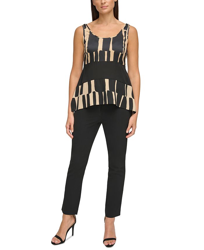 Donna Karan Women's GeometricPrint Colorblocked Sleeveless Top Macy's