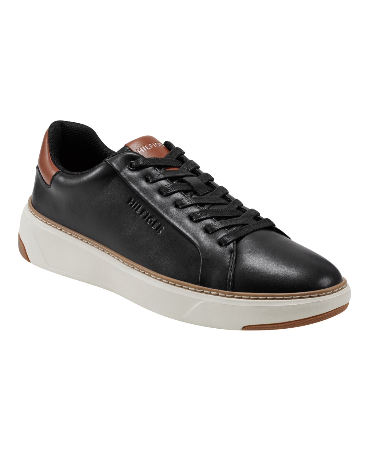 Shop Tommy Hilfiger Men's Hines Lace Up Casual Sneakers In Black,cognac
