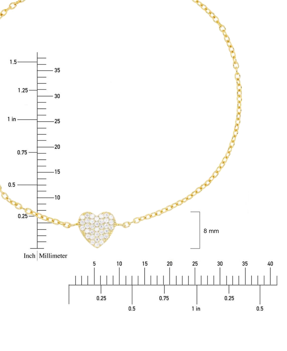 Cubic Zirconia Pave Heart Cable Link Bracelet