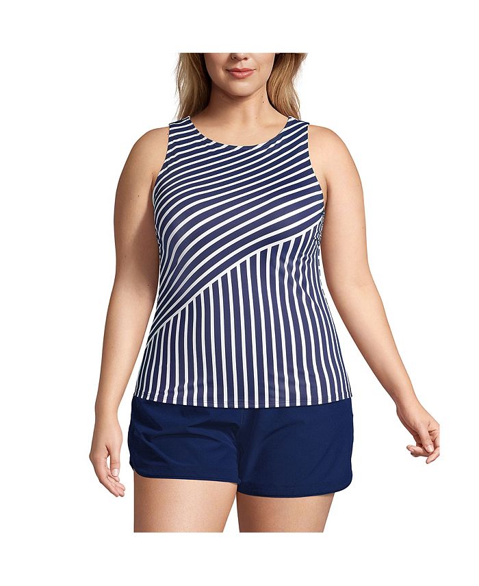 Lands' End Plus Size Mastectomy High Neck UPF 50 Modest Tankini