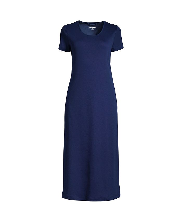Lands' End Women's Petite Supima Cotton Short Sleeve Midcalf Nightgown