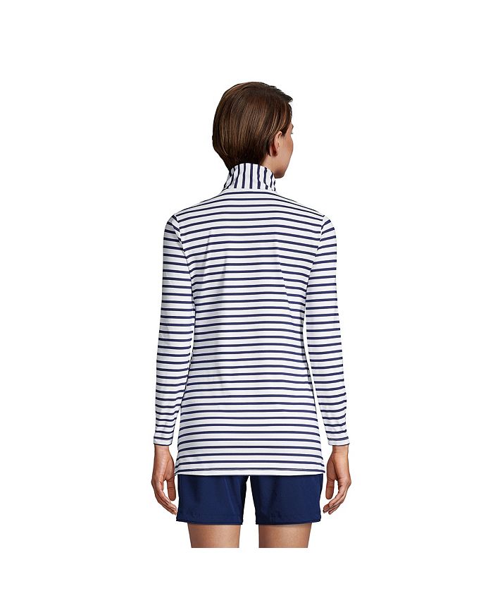 Lands' End Women's Petite Quarter Zip Long Sleeve Tunic Rash Guard
