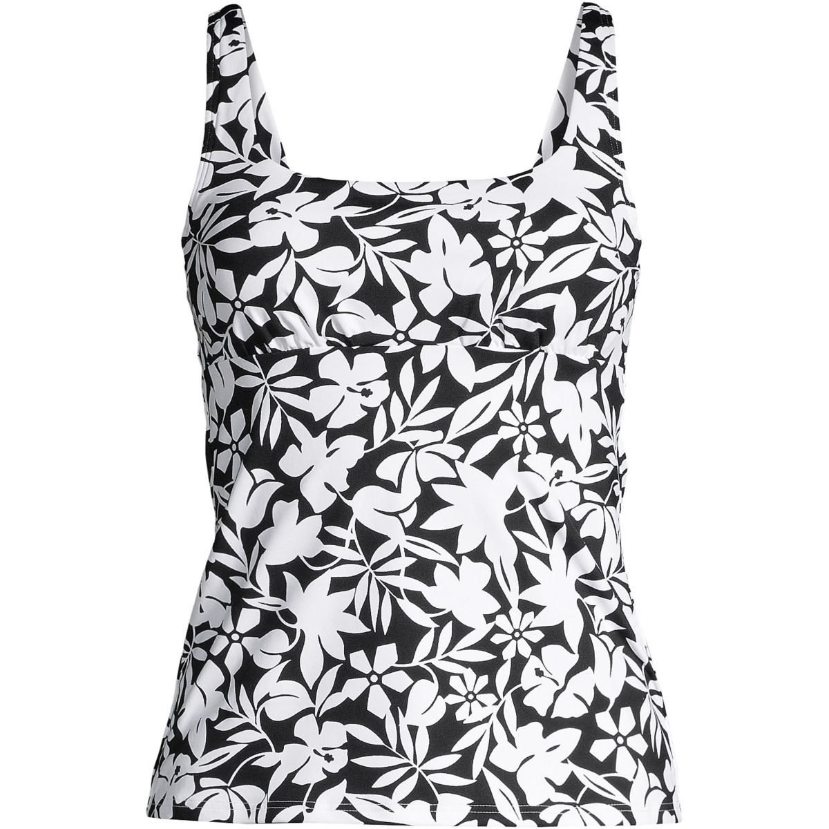 Lands' End Women's Mastectomy Chlorine Resistant Square Neck Tankini Swimsuit Top Adjustable Straps
