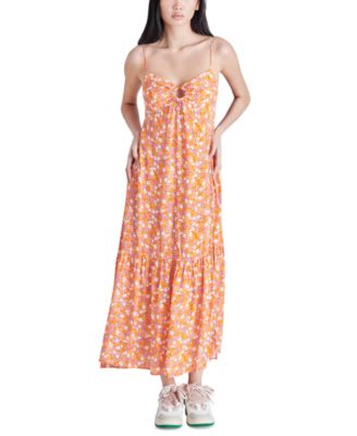 Steve Madden - Women's Shayne Floral-Print Crepe Empire-Waist Midi Dress
