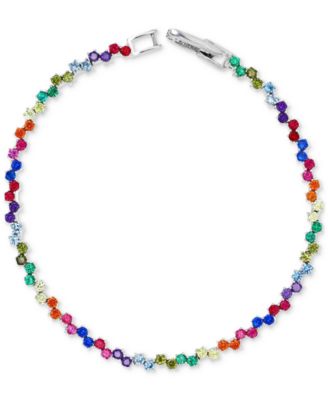 Macy's Multicolor Cubic Zirconia Link Bracelet In Sterling Silver - Macy's