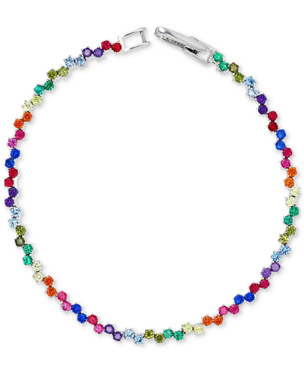 Macy's Multicolor Cubic Zirconia Link Bracelet In Sterling Silver