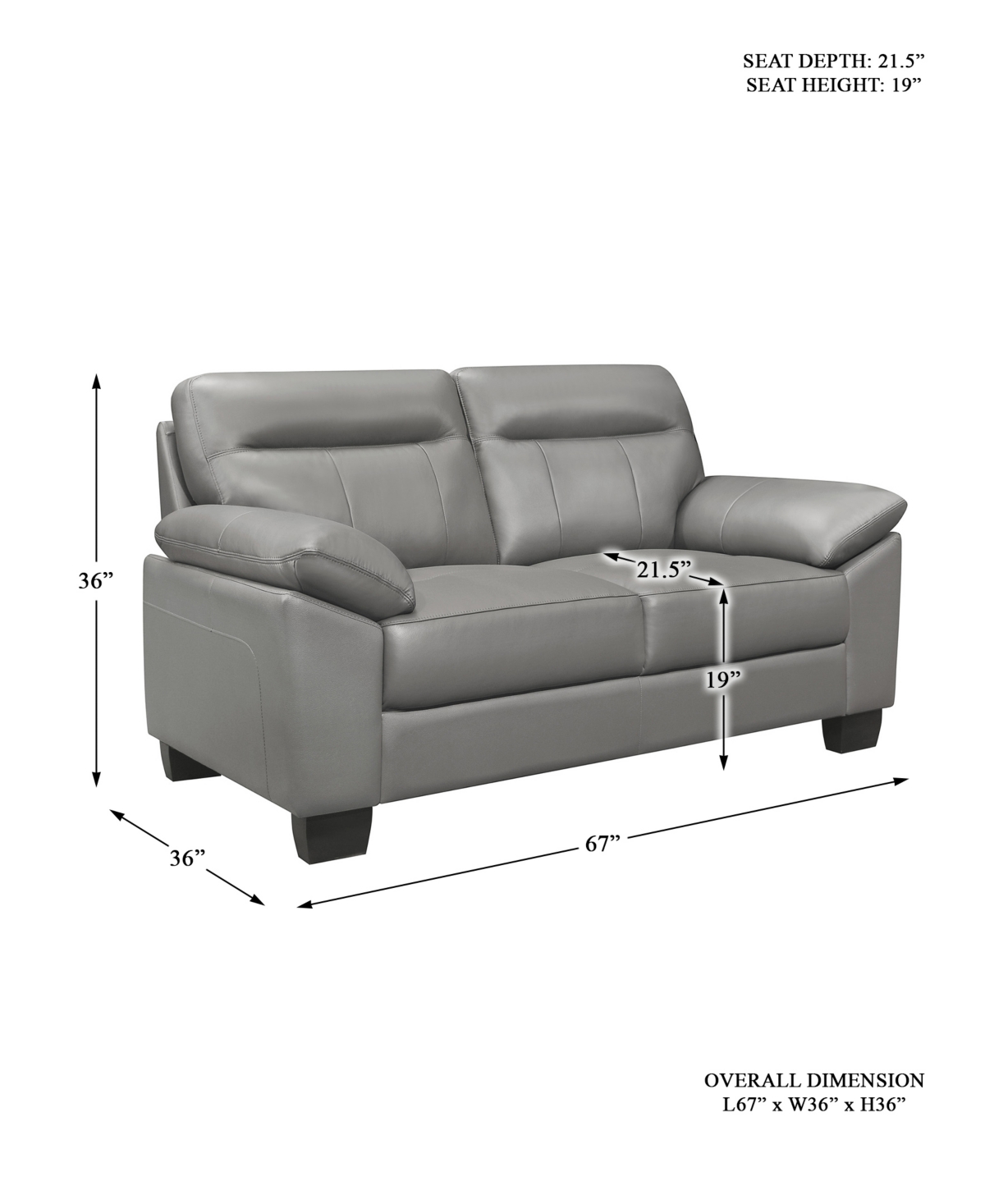 White Label Croydon Leather Loveseat