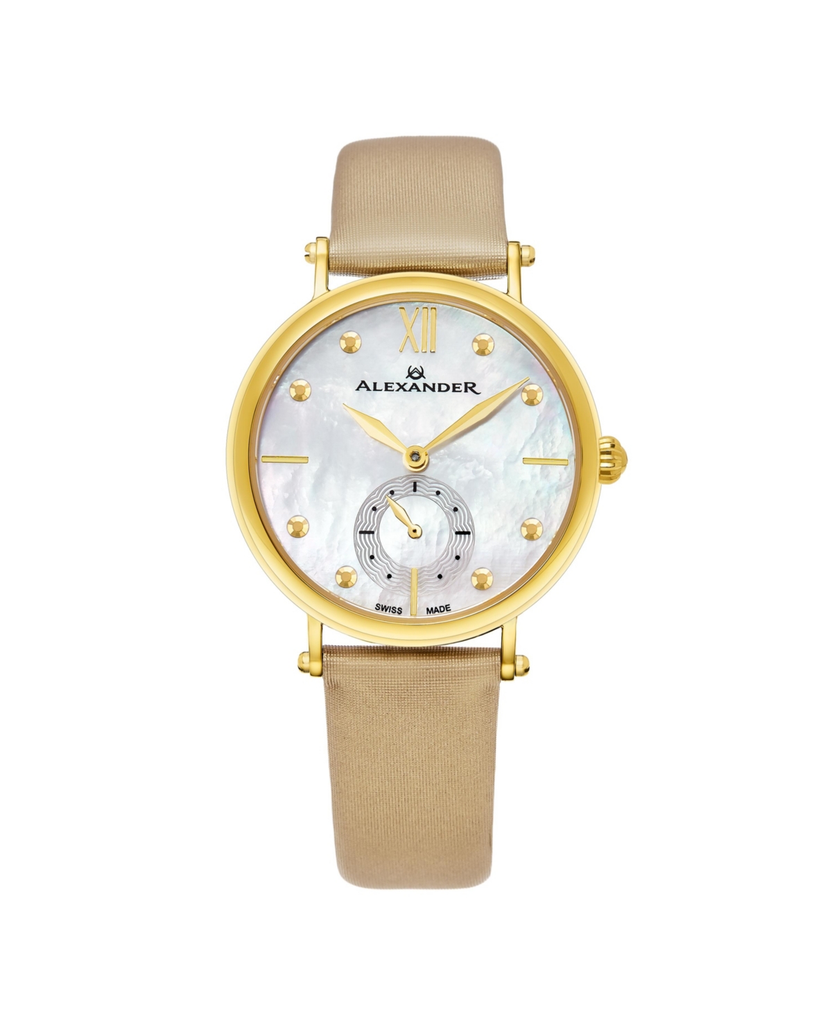 Alexander Women's Roxana Brown Leather , Mother Of Pearl Dial , 34mm Round Watch