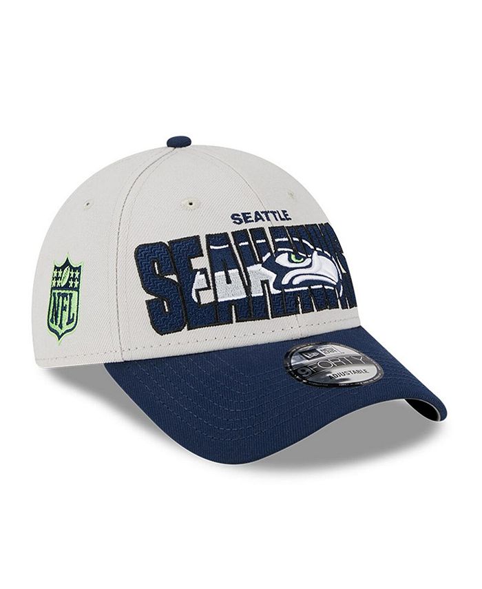 Seattle Seahawks 2T WORDMARK Black-Royal Fitted Hat by Mitchell 