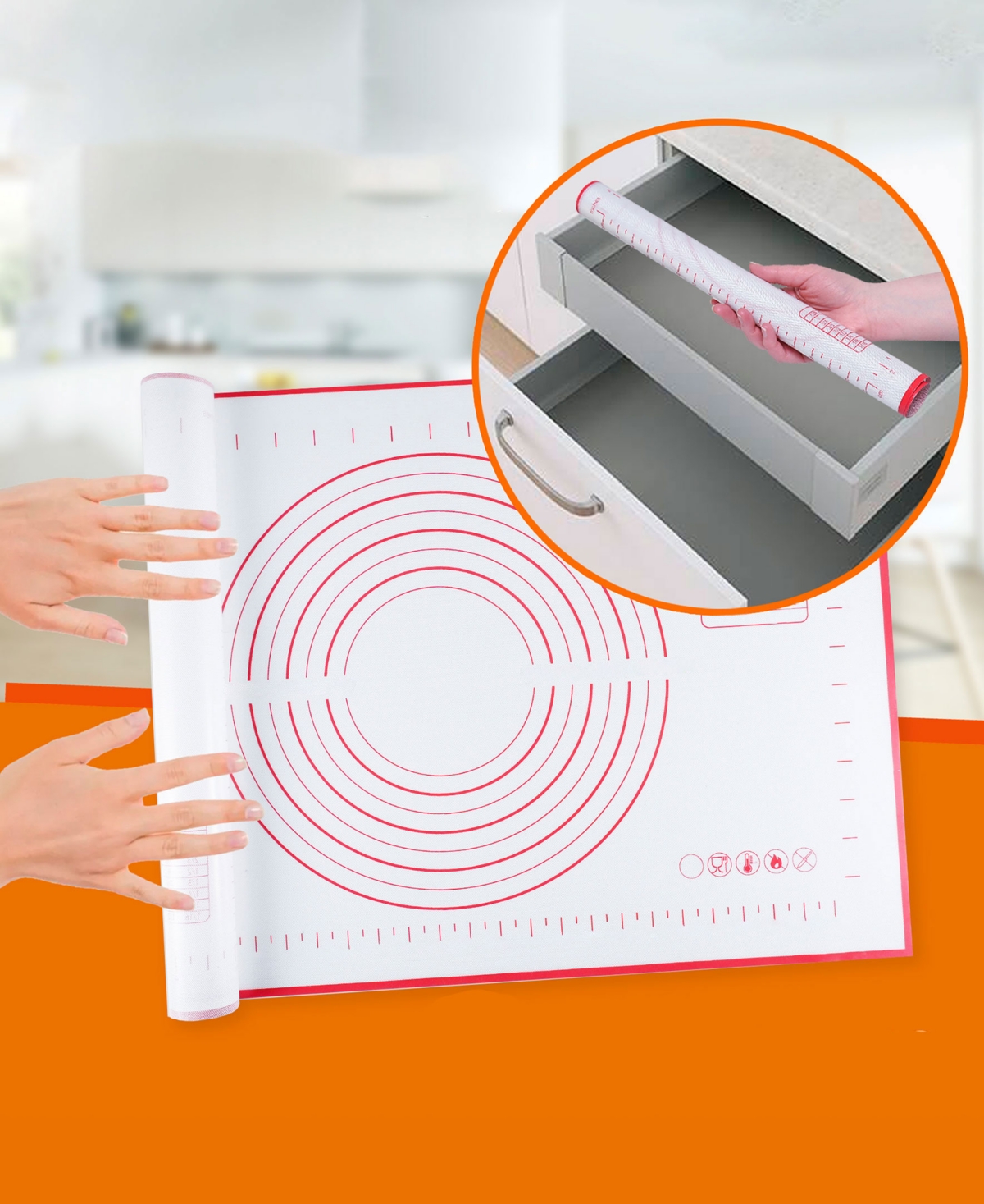 Cheer Collection 2 Pack Dough Pastry Baking Mat, 16" X 20" In White