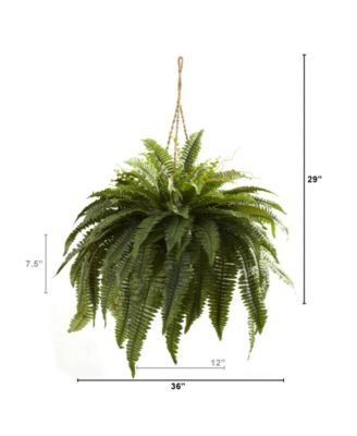 Double Giant Boston Fern Artificial Plant Hanging Basket
