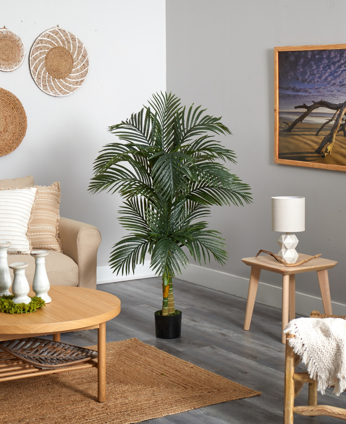 NEARLY NATURAL 5.5' INDOOR/OUTDOOR UV-RESISTANT ARTIFICIAL DOUBLE ROBELLINI PALM TREE 
