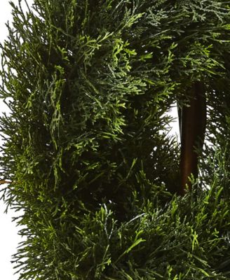 Nearly Natural 4' Double Pond Cypress UV-Resistant Indoor/Outdoor 1036-Leaf Spiral Topiary 