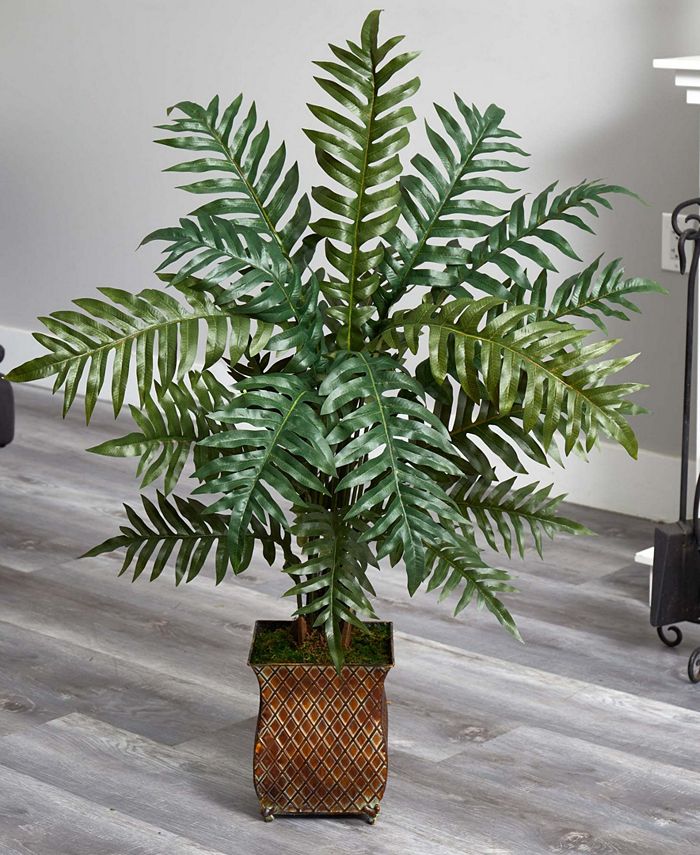 Nearly Natural 4' Evergreen Artificial Plant in Metal Planter Macy's