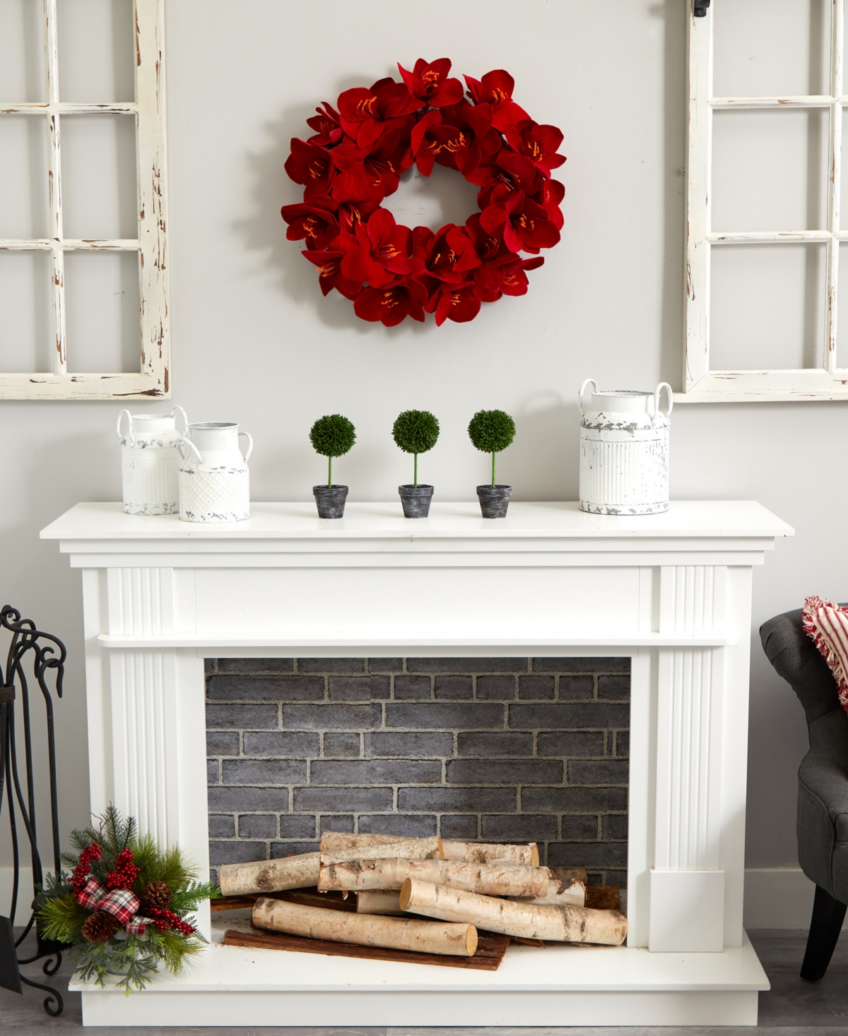 Nearly Natural Amaryllis Wreath