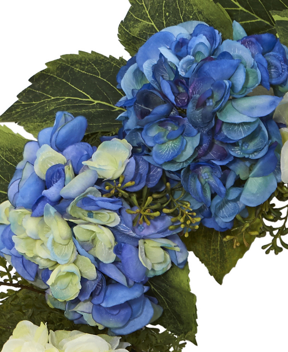 Nearly Natural Hydrangea& White Wreath - Blue