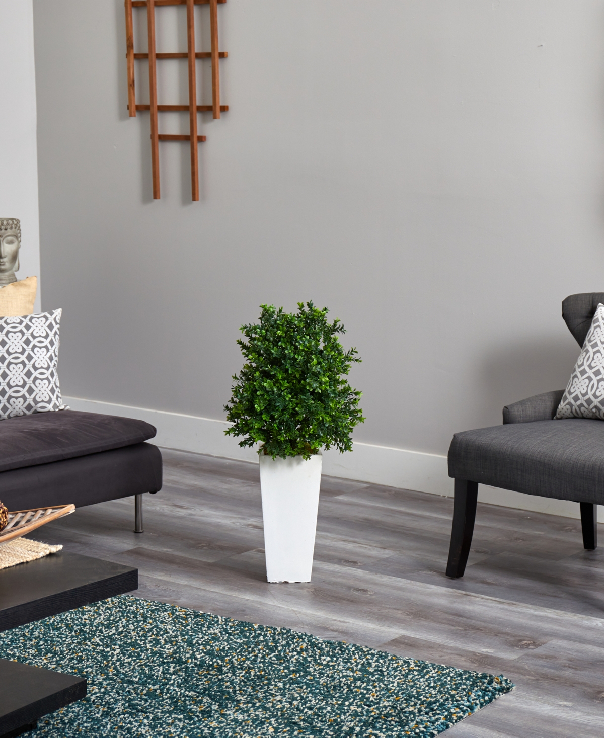 Nearly Natural Sweet Grass Artificial Plant in White Tower Planter