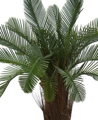 40" Cycas Artificial Tree in White Tower Planter UV Resistant
