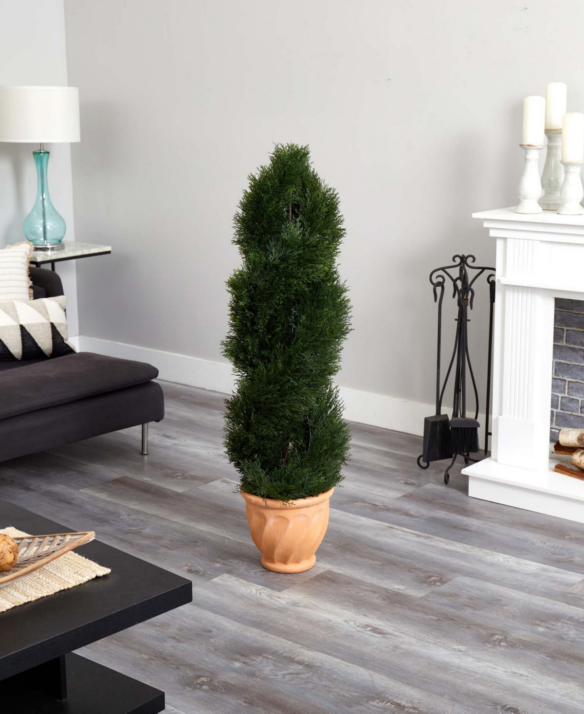 Nearly Natural Double Pond Cypress Topiary Artificial Tree in Terracotta Planter Uv Resistant