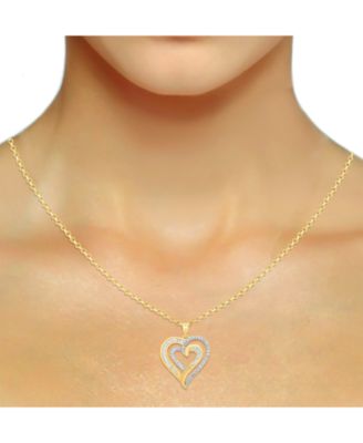 Diamond Heart 18" Pendant Necklace (1/3 ct. t.w.) in 14k Gold-Plated Sterling Silver