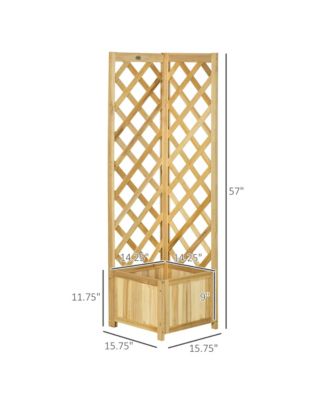 Raised Garden Bed, Wooden Planter with Trellis for Vine Climbing